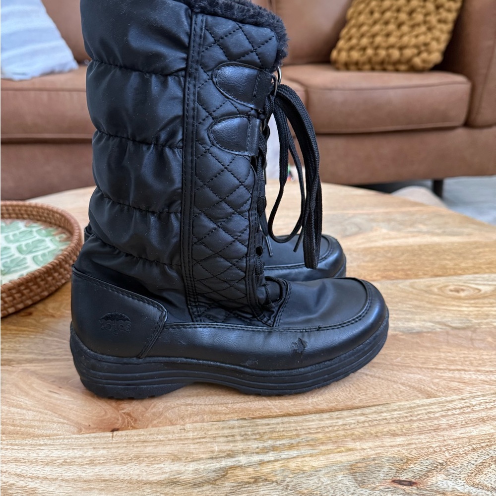 totes Black Quilted Winter Boots